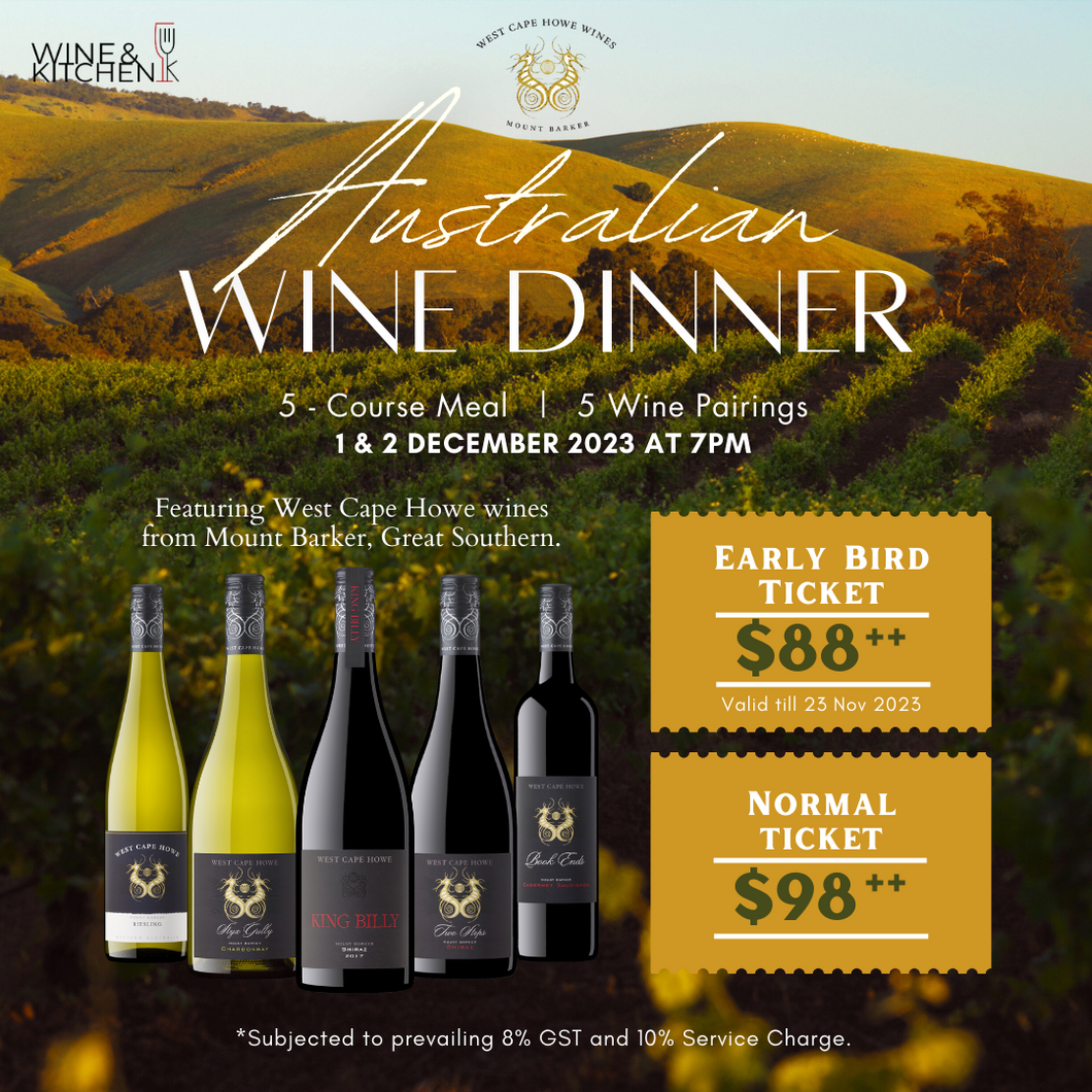 Australian 5-Course Wine Pairing Dinner (1 & 2 Dec 2023)
